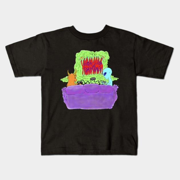 Couch Co-Op! Kids T-Shirt by VulgarDisplayofGaming